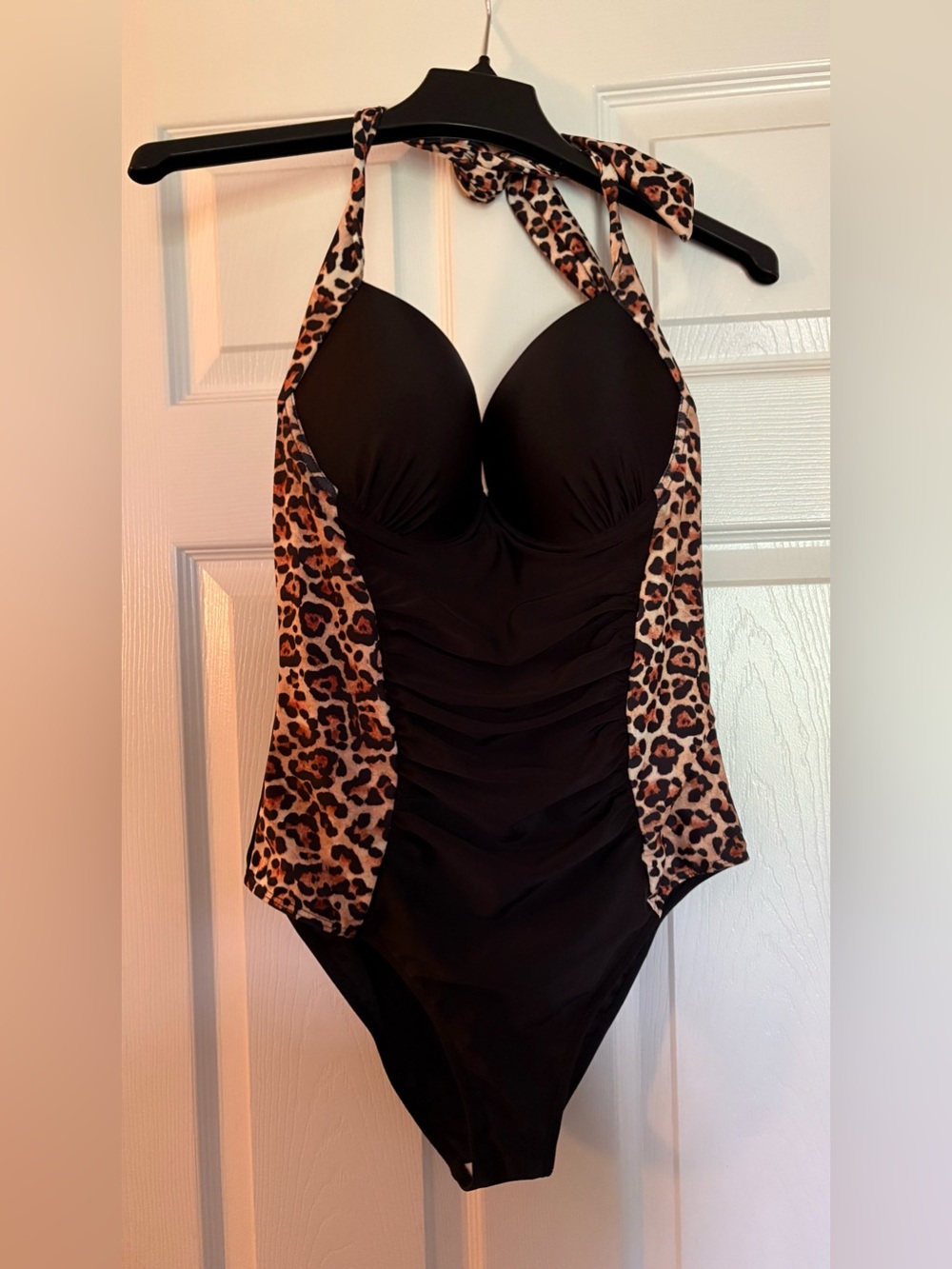 Leopard Panel Black One-Piece Swimsuit - woman’s